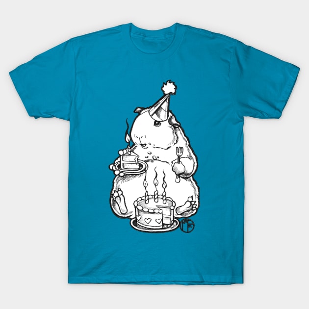 Happy Guinea Pig and Birthday Cake T-Shirt by Nat Ewert Art